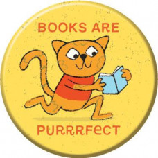 Button - 'Books Are Purrrfect'
