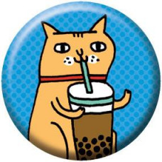 Button - Drinking Kitty