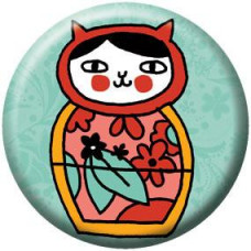 Button - Russian Doll Cat