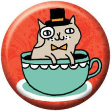 Button - Tea Cup Cat