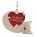 Merry Christmas Cat with Heart and Star Hanging Ornaments