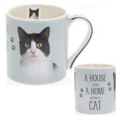 A House Is Not A Home Without A Cat Mug - Black & White Cat