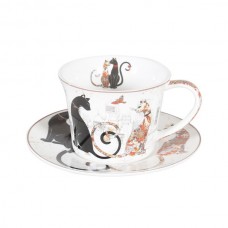 Cat Couple Embossed Cup & Saucer Set