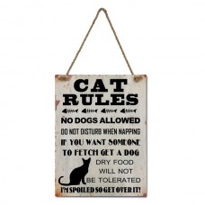 Cat Rules Wooden Wall Hanging