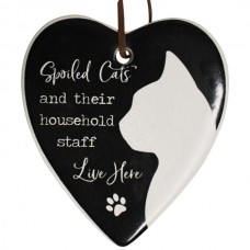 Spoiled Cats Hanging Ceramic Heart