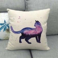 Purple Watercolour Cat Cushion #1