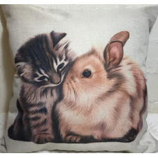 Kitten and Bunny Cushion